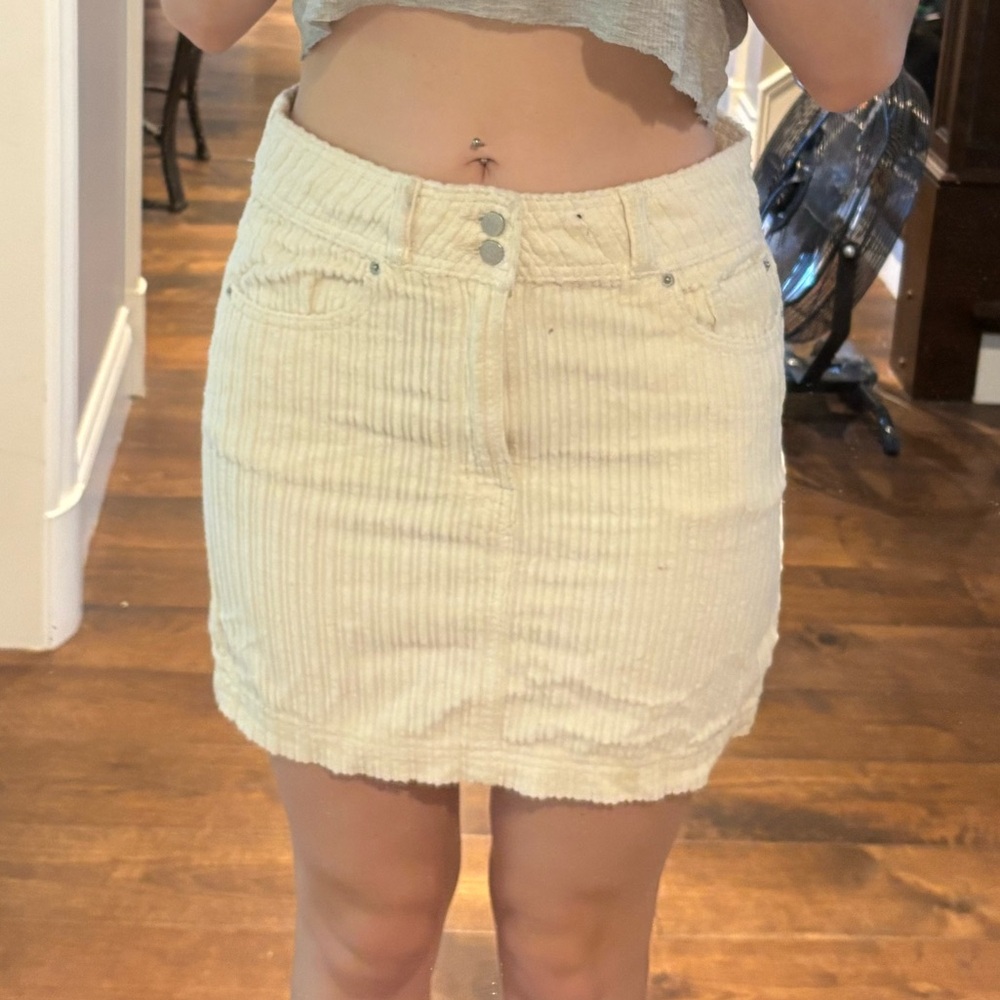 Urban Outfitters Cream Ruched Pencil Mini Skirt